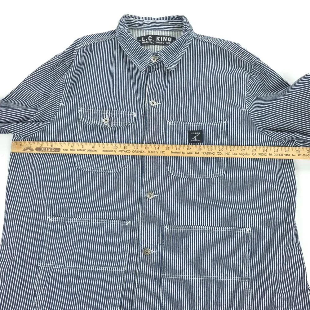 L.C. KING Hickory Stripe Chore Coat Shirt Jacket Railroad Stripe 90s Y2k Indie